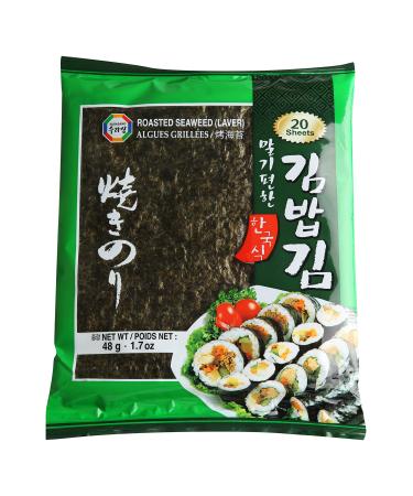 Surasang Gimbap Roasted Seaweed Sheet Sushi Nori 20 Full Sheets Pack of 1