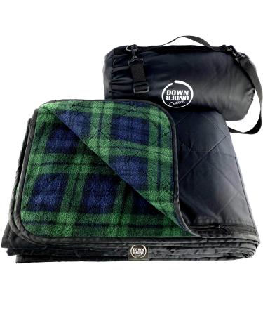 DOWN UNDER OUTDOORS Large Waterproof Windproof Extra Thick 350 GSM Quilted Fleece Stadium Blanket Green Check