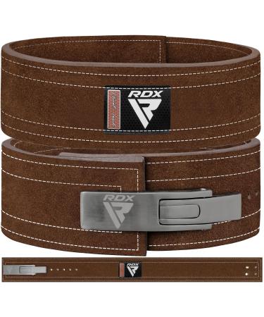 RDX 4 weight lever buckle lever buckle leather 10mm approved IPL UPA powerlifiting training belt strength training fitness bodybuilding belt 10 adjustable holes gym weight lift belt men m brown white