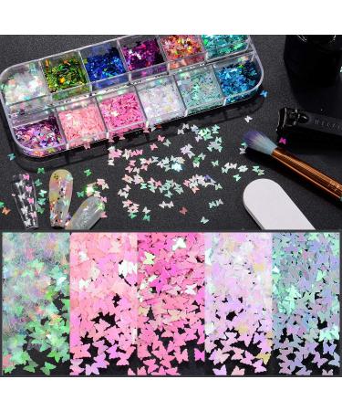ANDERK Colorful Butterfly Sequins for Hair and Nails - 24 Boxes Iridescent Flakes Colorful Mixed Paillette Makeup Face Body Hair Nail Art Decoration - Buy Online on GoSupps.com