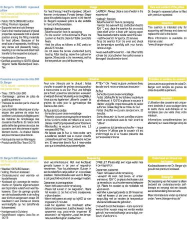 Dr. Berger Bio-Rapeseed Pillow - 100% Natural Heat & Cold Therapy for Neck Shoulder & Back Pain Relief | Bio Cotton Cover - 25x25 cm Classic - Buy Online on GoSupps.com