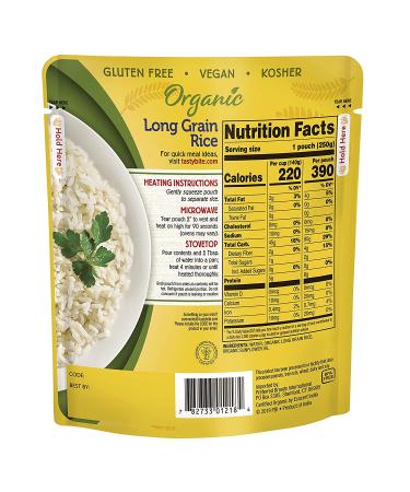 Organic Long-Grain Rice - Ready to Eat | Tasty Bite 8.8 oz (Pack of 6) | Vegan Microwaveable Rice - Buy Online on GoSupps.com