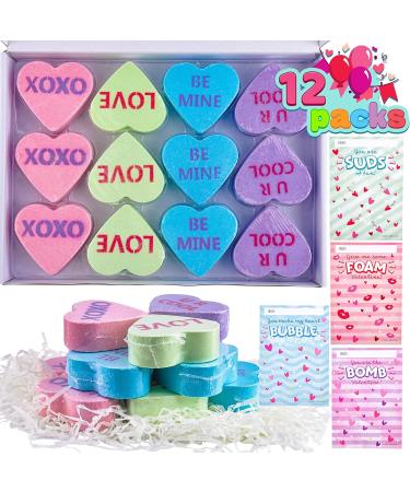 JOYIN 12 Packs Valentine's Day Heart Shape Bath Bomb with Cards - Perfect for Valentine Party Favors & Gifts - Buy Online on GoSupps.com