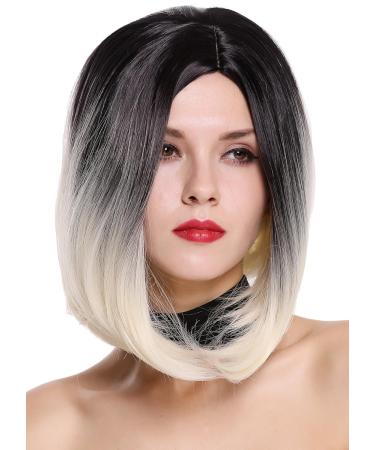 WIG ME UP ZM-1691-613R1B Women's Long Bob Wig - Sexy Black Platinum Blonde Ombre - Short Straight Middle Parting - Buy Online on GoSupps.com