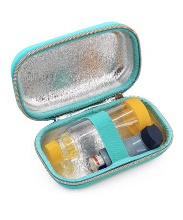 CASEMATIX Turquoise Asthma Inhaler Case for Travel Fits Spacer Mask and Accessories Includes Case Only