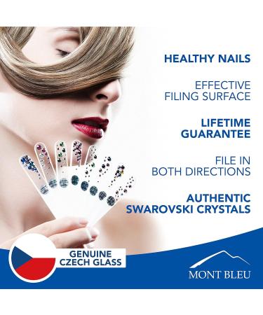 Mont Bleu Set of 3 Crystal Nail Files Hand Decorated with Swarovski Elements in Black Velvet Sleeve - Genuine Czech Tempered Glass - Hand-Made Glass Nail Files Pink - Buy Online on GoSupps.com