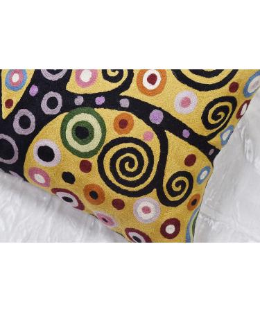 Hand-Embroidered Kashmir Designs Tree of Life Pillow Cover | Yellow Gold Floral Suzani Cushion 18x18 - Buy Online on GoSupps.com