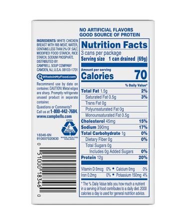 Swanson White Premium Chunk Chicken Breast in Water 3 oz (Pack of 3) - Tender Rib Meat Included - Buy Online on GoSupps.com