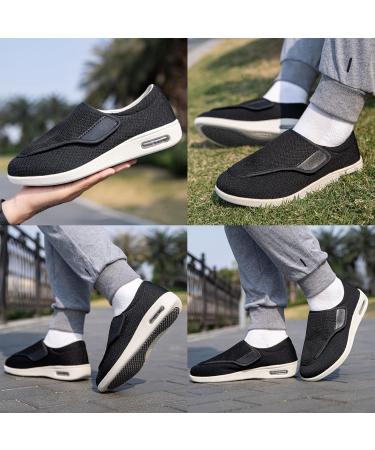 Youyun Diabetic Men's X-Wide Walking Shoes - Adjustable Velcro Closure, Breathable & Lightweight - Non-Slip, Ideal for Edema & Swollen Feet - Size 11 Wide, Black/Grey - Buy Online on GoSupps.com