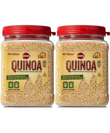 Barons Whole Grain Gluten Free Quinoa | 100% All Natural Raw Brown Superfood Seeds Cook in 15 Minutes! | Kosher for Passover (Kitniyot), Non GMO, High Protein, Fiber & Iron | 2 24.7oz Bulk Jars 1.54 Pound (Pack of 2)