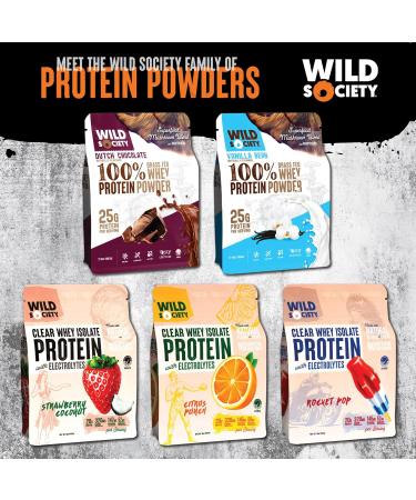 WILD SOCIETY Premium Clear Whey Protein + Electrolytes - 20g Protein 0 Sugar GMO-Free Rocket Pop 16 oz - Buy Internationally Now - Buy Online on GoSupps.com