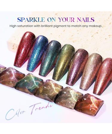 MIZHSE 8 Colors Chameleon Gel Nail Polish Glitter Gel Polish Set Shimmer Iridescent Color Blue Green Purple Shiny Nail Gel Soak Off Nail Art Salon Home - Buy Online on GoSupps.com