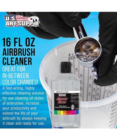 U.S. Art Supply Airbrush Cleaner 16oz - Fast Acting Solution to Remove Water-Based Acrylic Paint, Watercolor, Makeup - Clean Clogged Airbrushes & Brushes - Buy Online on GoSupps.com