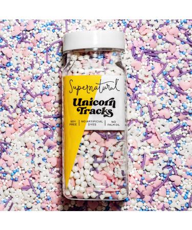 Unicorn Tracks Natural Confetti Sprinkles by Supernatural, Heart & Star Shapes, No Artificial Dyes, Soy Free, Gluten Free, Vegan, 3oz