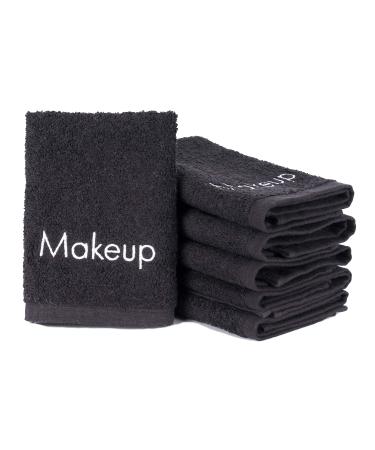Arkwright Makeup Remover Towels (13x13, 6 Pack) Soft Cotton Washcloths With Makeup Embroidery, Perfect Holiday Gift for Women (Black) 13x13 Inch (Pack of 6)