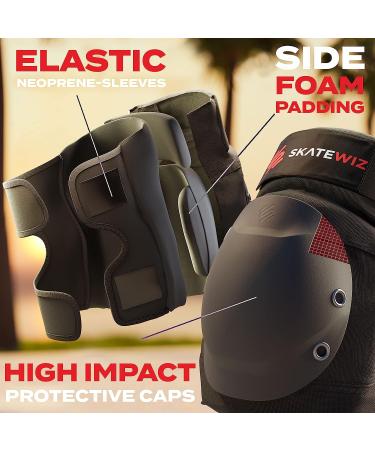 SKATEWIZ Adult Skateboard Pads Set - Elbow Pads and Wrist Guards for Skateboarding, Rollerblading, Scooter, Bicycle - Black M/L - Buy Online on GoSupps.com