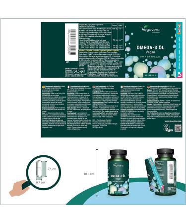 Omega 3 VEGAN | 1500 mg Algae Oil with 450 mg DHA & 225 mg EPA | 90 Capsules | 100% Natural and Without Additives | Brain + Memory | Vegavero  - Buy Online on GoSupps.com