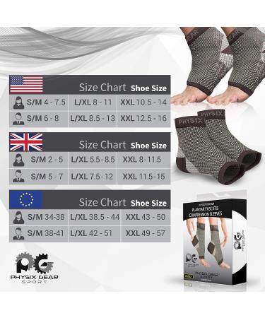 Physix Gear Plantar Fasciitis Support Compression Ankle Socks for Men & Women - Best Toeless Arch Compression Foot Sleeve for Achilles Support Heel Spurs Arch Foot & Ankle Swelling L/XL-UK Mens 7.5-12 | Womens 5.5-8.5 1 Pair - Black - Buy Online on GoSupps.com