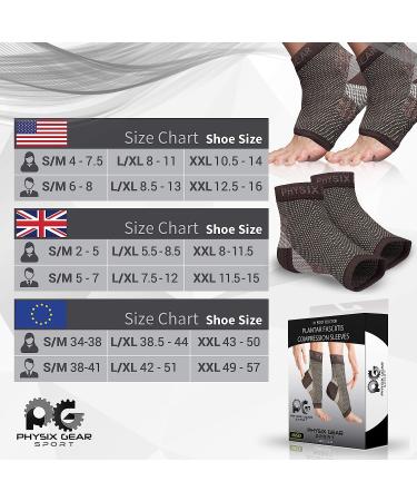 Physix Gear Sport Plantar Fasciitis Socks with Arch Support - Ankle Compression Sleeve for Foot Pain Relief - Toeless Compression Socks for Men & Women - Black L/XL - Buy Online on GoSupps.com