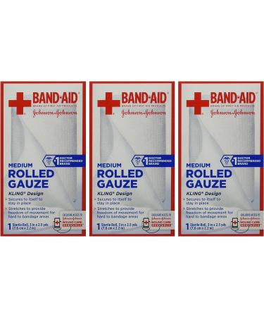 Band-Aid First Aid Rolled Gauze, White, 3 in X 2.5 yds - 1 Count - Buy Online on GoSupps.com