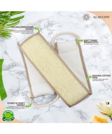 Premium Natural Egyptian Loofah Sponge and Back Scrubber Bundle - Exfoliating Shower Body Scrubbers for Radiant Skin - Buy Online on GoSupps.com