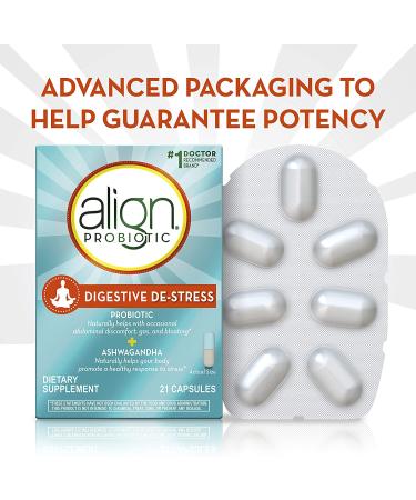 Align Probiotic Digestive De-stress with Ashwagandha - 21 Capsules for Gut Health & Relaxation - Buy Online on GoSupps.com