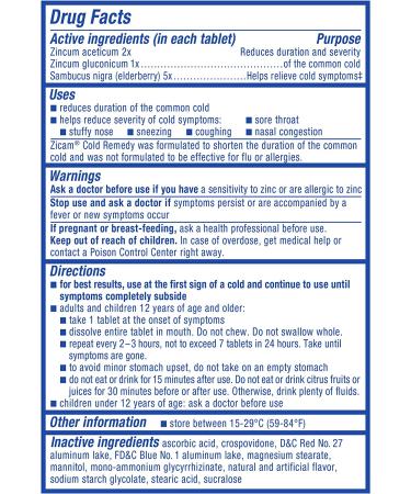 Zicam Cold Remedy RapidMelts Elderberry Citrus Flavor 25 Count - Fast Relief Formula - Buy Online on GoSupps.com