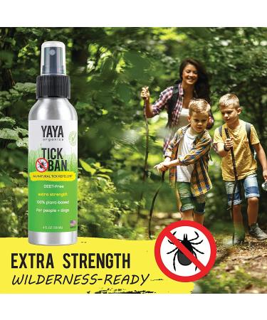 TICK BAN Yaya Organics All Natural Extra Strength Tick Repellent - DEET Free 4oz Spray - Buy Online on GoSupps.com