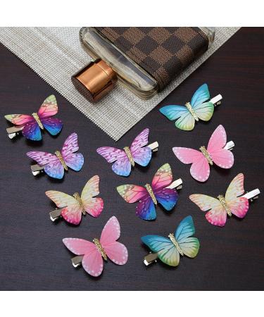 Mesmeriser Realistic Butterfly Clips Pack of 10 5 Assorted Matte Coloured Hair Clips for Girls Cute Duckbill Slides in Box Packaging for Easy Storage - Buy Online on GoSupps.com