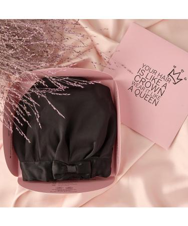 Seid Hood - 100% Mulberry Silk Night Cap for Curly Hair | Breathable & Customizable Sleeping Hood (Black) - Buy Online on GoSupps.com
