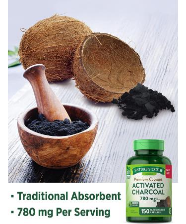 Activated Charcoal Capsules 780mg - 150 Count Value Size | Non-GMO & Gluten Free Pills by Nature's Truth - Buy Online on GoSupps.com