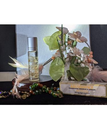 Crystal Roll On Essential Oil- Abundance- Frankincense Geranium and Lavender with Floriate Crystal