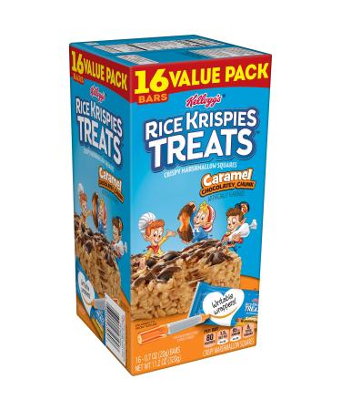 Rice Krispies Treats Marshmallow Snack Bars, Kids Snacks, School Lunch, Value Pack, Caramel Chocolatey Chunk, 11.2oz Box (16 Bars)