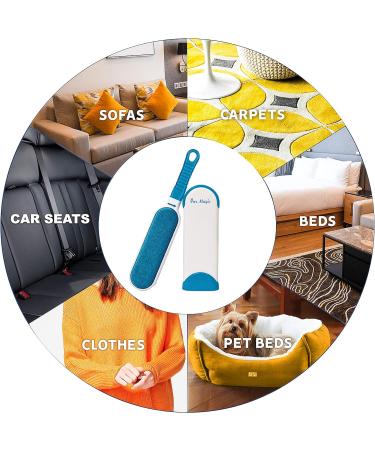 Double-Sided Fur Magic Pet Hair Remover - Self-Cleaning Lint Brush for Dog and Cat - Reusable Fluff Cleaner for Clothes - Blue - Buy Online on GoSupps.com