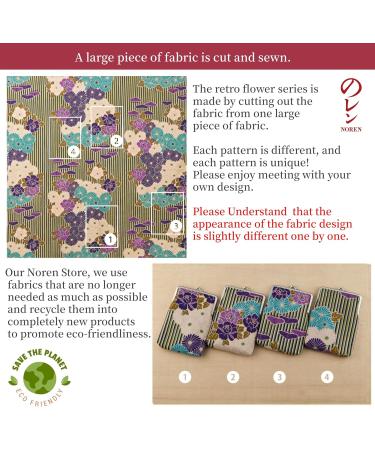 Small Makeup Pocket for Women & Girls | Retro Flower Blue | Japanese Cotton Cosmetic Bag | International Shipping Available - Buy Online on GoSupps.com