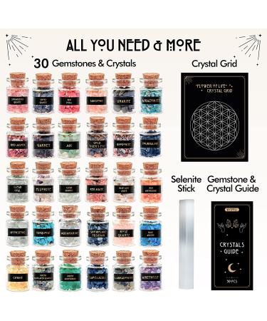 30 PCS Witchcraft Crystals in Jars - Real Healing Stones for Altar - Wiccan Crystal Supplies - Buy Online on GoSupps.com