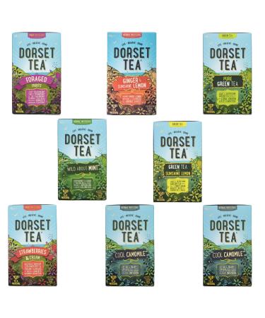 Dorset Tea Pick N Mix - Choose From 8 Flavours | Strawberries & Cream Cool Earl Grey Foraged Fruits Ginger & Sunshine Pure Green-Tea Wild About Mint Sunshine Lemon - Pack of 5