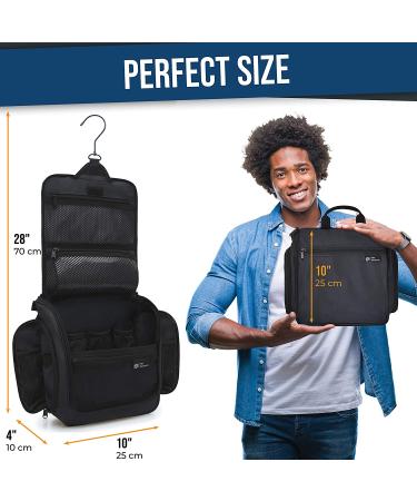 Large Hanging Travel Toiletry Bag for Men and Women - 10 Compartment Organizer with YKK Zippers, XXL Metal Swivel Hook - Water-Resistant Nylon in Black - Buy Online on GoSupps.com