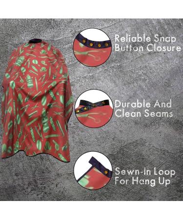 King Midas Empire Vintage Barber Cape | Professional Salon Hair Cutting Cape with Snap Closure | Red & Green Design - Shop Internationally - Buy Online on GoSupps.com