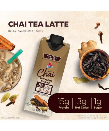 Atkins Vanilla Cream & Chai Tea Latte Protein Shake Bundle 23g & 15g Protein Low Glycemic 3g Net Carb Keto Friendly - Buy Online on GoSupps.com