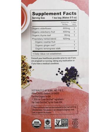 Numi Organic Immune Support Tea Bags - Caffeine Free, Non-GMO, 16 Count - Buy Online on GoSupps.com