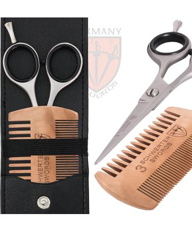THREE SWORDS Stainless Steel Professional Beard Scissors & Comb Set - Perfect Grooming Tool for Men - Buy Online on GoSupps.com