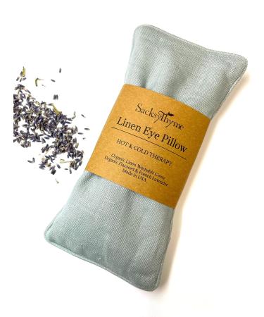 SacksyThyme Organic Linen Eye Pillow Flaxseed & Lavender- Yoga  Stress Relief  Sinus  Migraine  Microwave Heating Pad & Cool Compress  Made in USA Sage (Lavender)