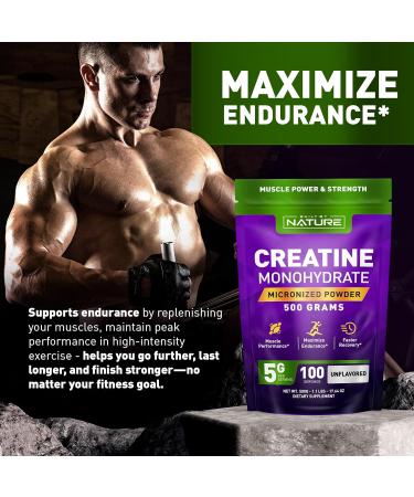 Creatine Monohydrate Powder Micronized Creatine for Men & Women Pure Monohydrate Creatina Suplemento Muscle Strength Performance & Recovery 100 Servings 500 Grams Unflavored - Buy Online on GoSupps.com