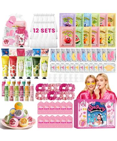 121Pcs Spa Party Supplies Set - 12 Complete Spa Kits with Face/Lip/Eye/Hand/Foot Care Party Favors for Sleepovers Birthdays Slumber Party & Relaxation All Skin Types Safe