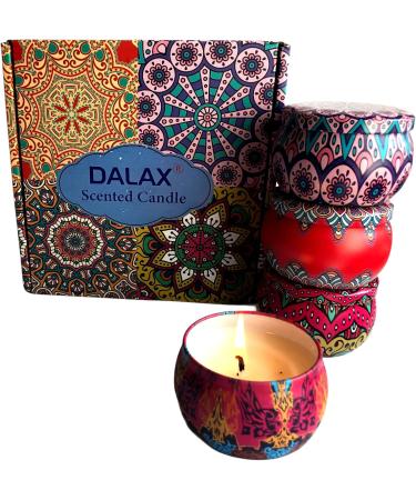 Dalax Large Size Scented Candles Gift Set - Natural Soy Wax Aromatherapy Candles for Women | Stress Relief & Portable Travel Tin | 8% Essential Oils - Buy Online on GoSupps.com