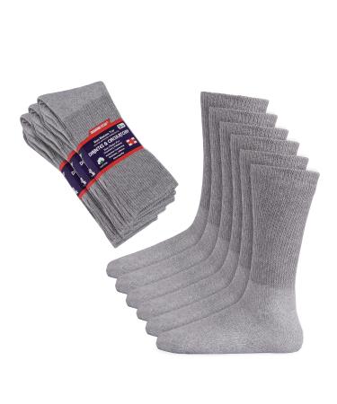 Diamond Star Diabetic Socks Non-Binding Circulatory Cushion Cotton Crew Diabetic Socks for Men Women 24 Pairs 10-13 Grey - Buy Online on GoSupps.com