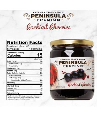 Peninsula Premium Cocktail Cherries - Award-Winning Deep Burgundy-Red Cherries in Silky Smooth Rich Syrup - Luxe Fruit-Forward Sweet-Tart Flavor - American Grown & Made - 20 oz (2-Pack) - Buy Online on GoSupps.com