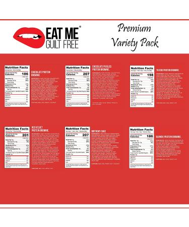Eat Me Guilt Free Protein Brownie Premium Variety Pack Sampler - 12 Count | Low Carb, Low Sugar, Keto-Friendly - Buy Online on GoSupps.com