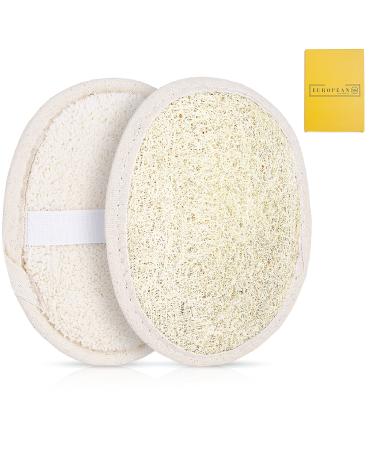 EUROPEAN M6 Loofah Sponge Exfoliating Body Scrubber - Premium Exfoliator Bath Loofa Pads Made Natural Egyptian Lufas Luffa Pad for Women and Men Shower Loofahs and Soft Cotton Materials (2 Pack)